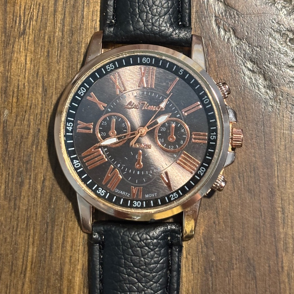 Black and Rose Gold Wristwatch